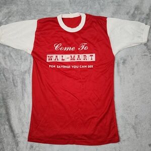 Vintage Wal-Mart Shirt Mens Medium Red White Mesh Ringer Promo Advertising 80s